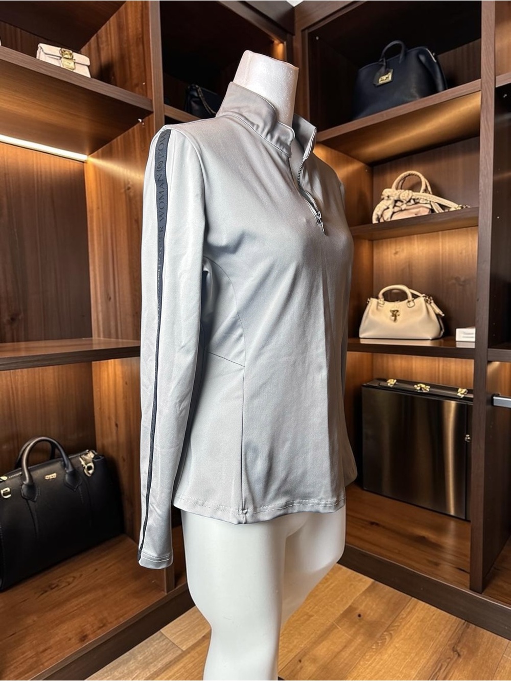 Equestrian Stockholm Women's Light Grey Long-Sleeve Zip Top - Picture 8 of 12